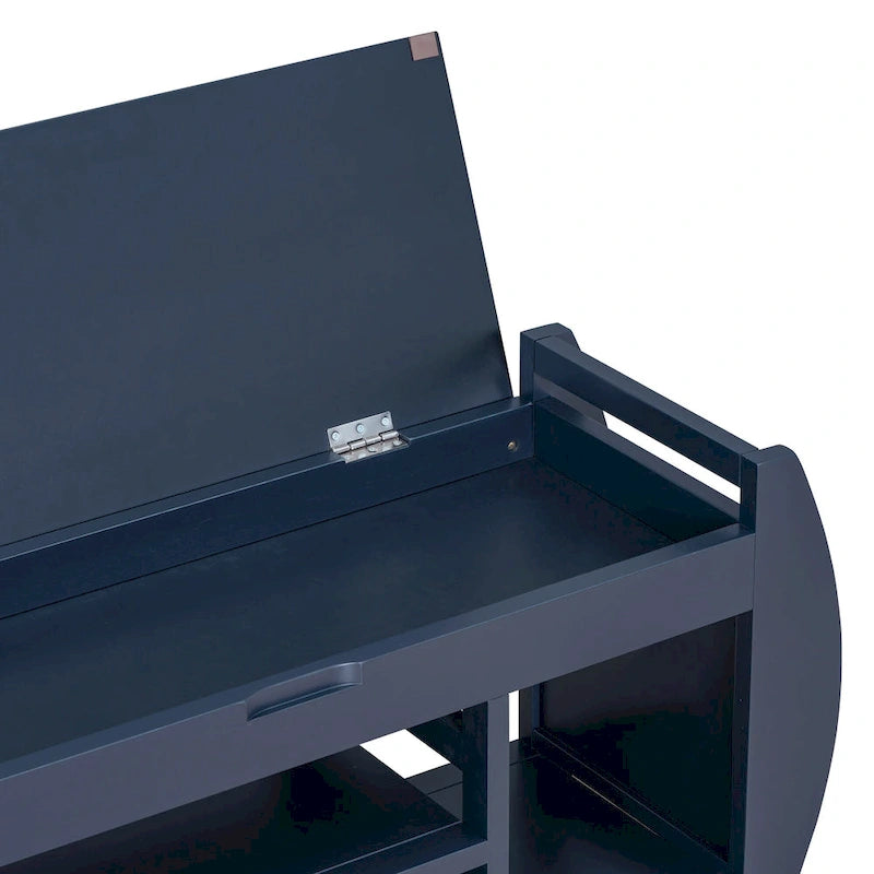 Multifunctional Storage Bench with Cushion and Curved Side Panel for Entrance and Living Room