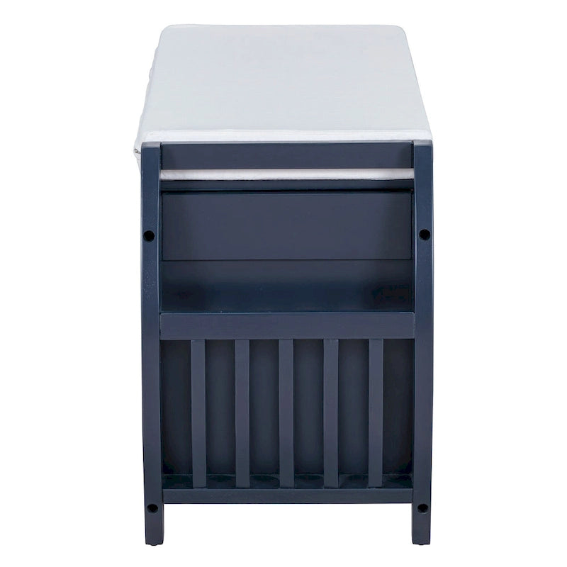 Multifunctional Storage Bench with Cushion and Curved Side Panel for Entrance and Living Room