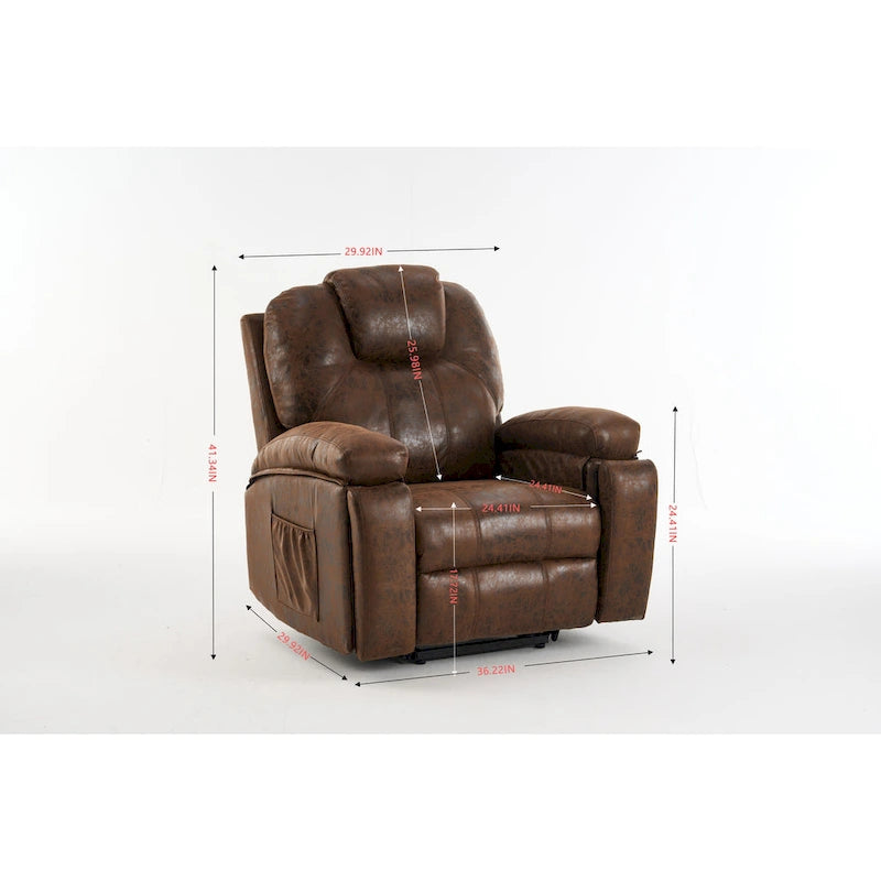 Power Lift Recliner Chair with Massage,Heat for Elderly,Overstuffed Wide Recliners,Heavy Duty,Safety Motion Reclining Mechanism