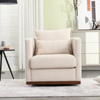 Chenille Swivel Barrel Accent Chair, Beige / Brown / Carbon Black / Dark Gray, Single Seat
