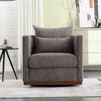 Chenille Swivel Barrel Accent Chair, Beige / Brown / Carbon Black / Dark Gray, Single Seat