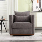 Chenille Swivel Barrel Accent Chair, Beige / Brown / Carbon Black / Dark Gray, Single Seat
