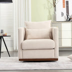 Chenille Swivel Barrel Accent Chair, Beige / Brown / Carbon Black / Dark Gray, Single Seat