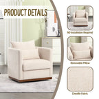Chenille Swivel Barrel Accent Chair, Beige / Brown / Carbon Black / Dark Gray, Single Seat