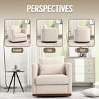 Chenille Swivel Barrel Accent Chair, Beige / Brown / Carbon Black / Dark Gray, Single Seat