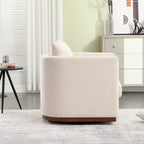 Chenille Swivel Barrel Accent Chair, Beige / Brown / Carbon Black / Dark Gray, Single Seat