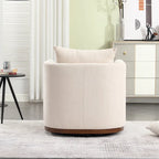 Chenille Swivel Barrel Accent Chair, Beige / Brown / Carbon Black / Dark Gray, Single Seat