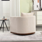 Chenille Swivel Barrel Accent Chair, Beige / Brown / Carbon Black / Dark Gray, Single Seat