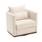 Chenille Swivel Barrel Accent Chair, Beige / Brown / Carbon Black / Dark Gray, Single Seat