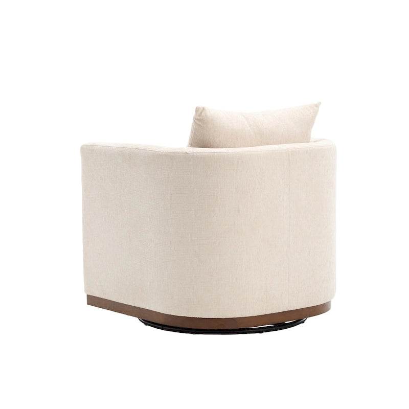 Chenille Swivel Barrel Accent Chair, Beige / Brown / Carbon Black / Dark Gray, Single Seat