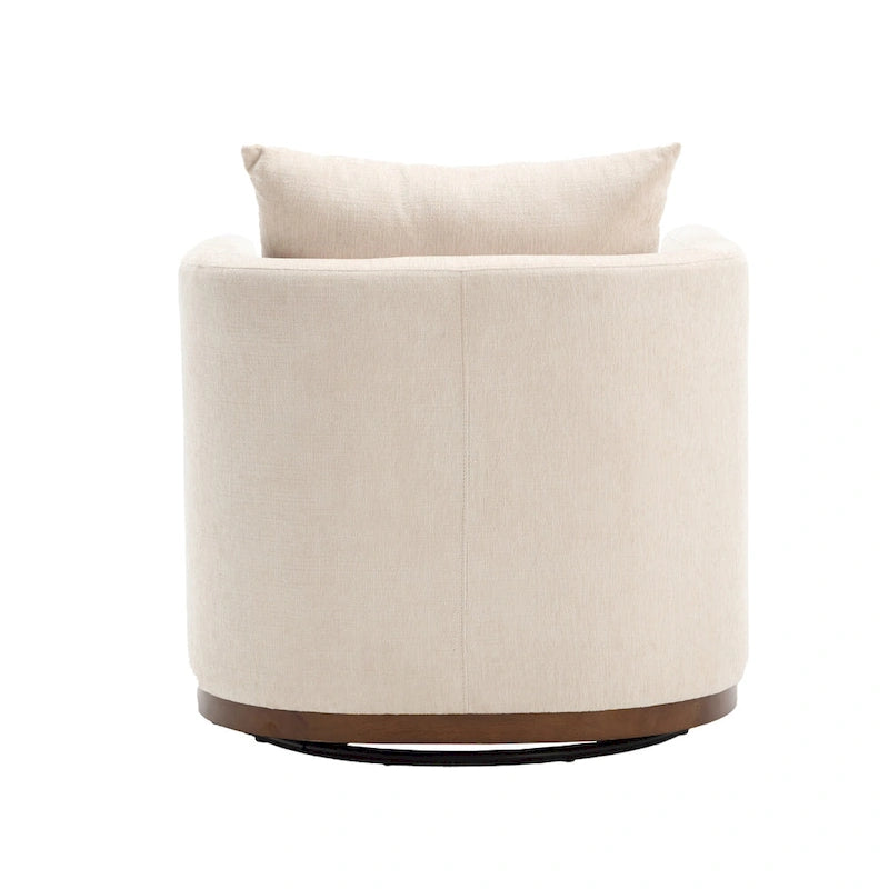 Chenille Swivel Barrel Accent Chair, Beige / Brown / Carbon Black / Dark Gray, Single Seat