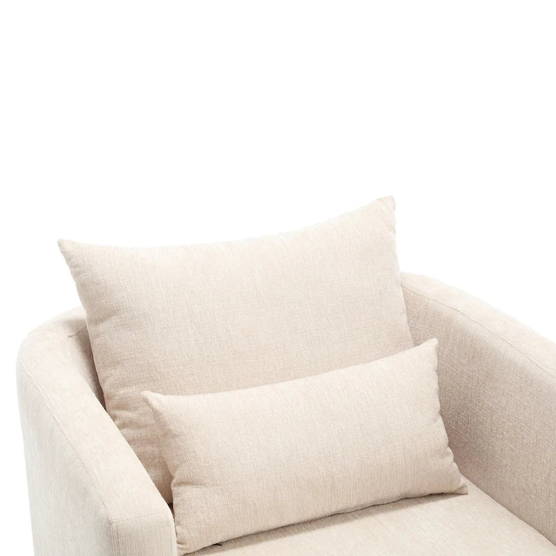 Chenille Swivel Barrel Accent Chair, Beige / Brown / Carbon Black / Dark Gray, Single Seat