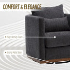 Chenille Swivel Barrel Accent Chair, Beige / Brown / Carbon Black / Dark Gray, Single Seat