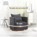 Chenille Swivel Barrel Accent Chair, Beige / Brown / Carbon Black / Dark Gray, Single Seat
