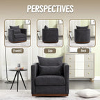 Chenille Swivel Barrel Accent Chair, Beige / Brown / Carbon Black / Dark Gray, Single Seat
