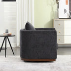 Chenille Swivel Barrel Accent Chair, Beige / Brown / Carbon Black / Dark Gray, Single Seat