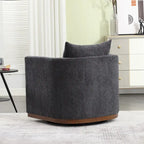 Chenille Swivel Barrel Accent Chair, Beige / Brown / Carbon Black / Dark Gray, Single Seat