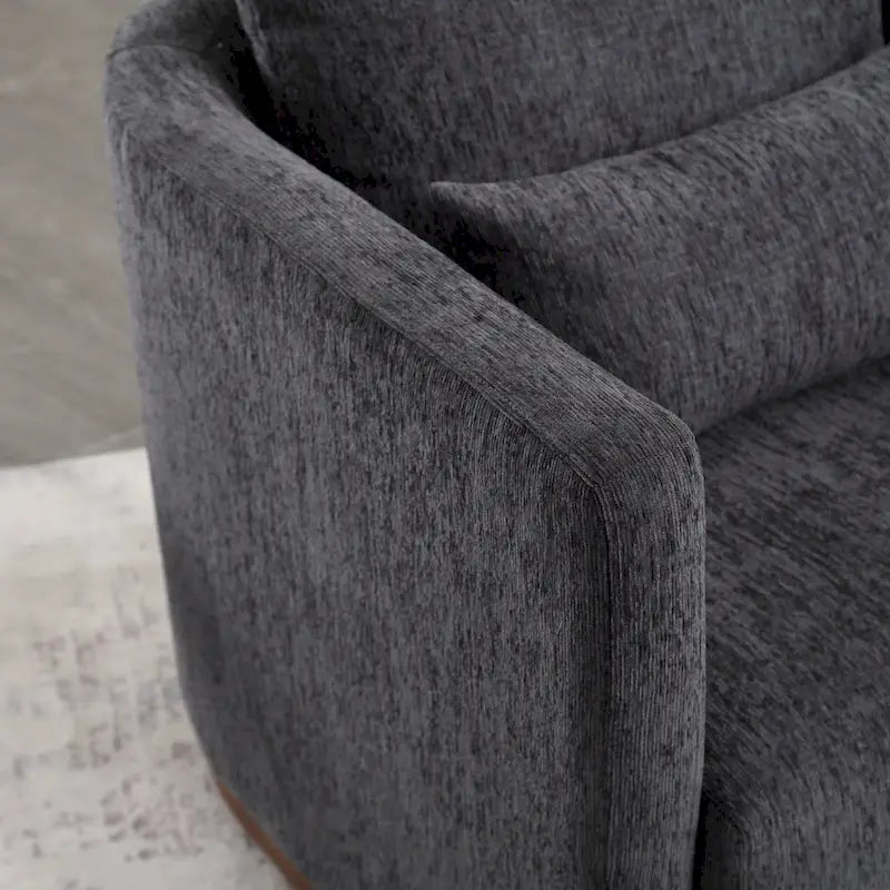 Chenille Swivel Barrel Accent Chair, Beige / Brown / Carbon Black / Dark Gray, Single Seat