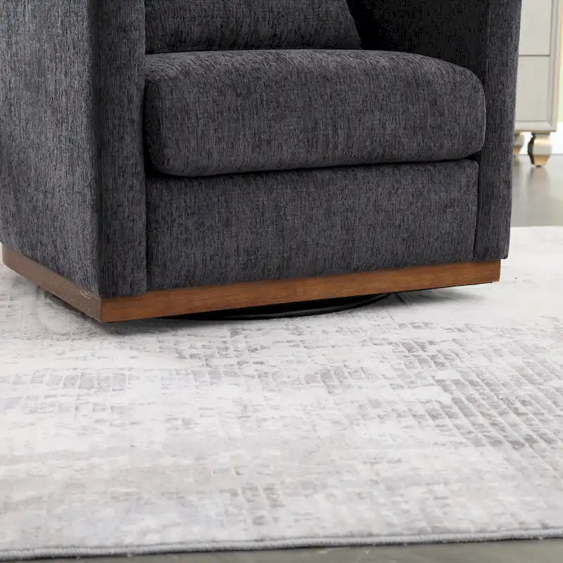 Chenille Swivel Barrel Accent Chair, Beige / Brown / Carbon Black / Dark Gray, Single Seat