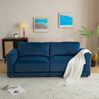 Square Arm Loveseat Sofa, 2-Seater – Light Grey / Beige / Blue
