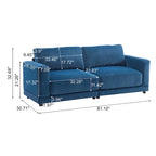 Square Arm Loveseat Sofa, 2-Seater – Light Grey / Beige / Blue