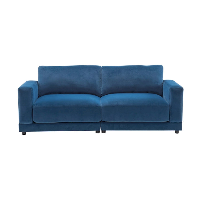 Square Arm Loveseat Sofa, 2-Seater – Light Grey / Beige / Blue