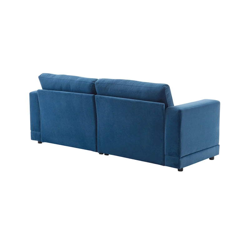 Square Arm Loveseat Sofa, 2-Seater – Light Grey / Beige / Blue