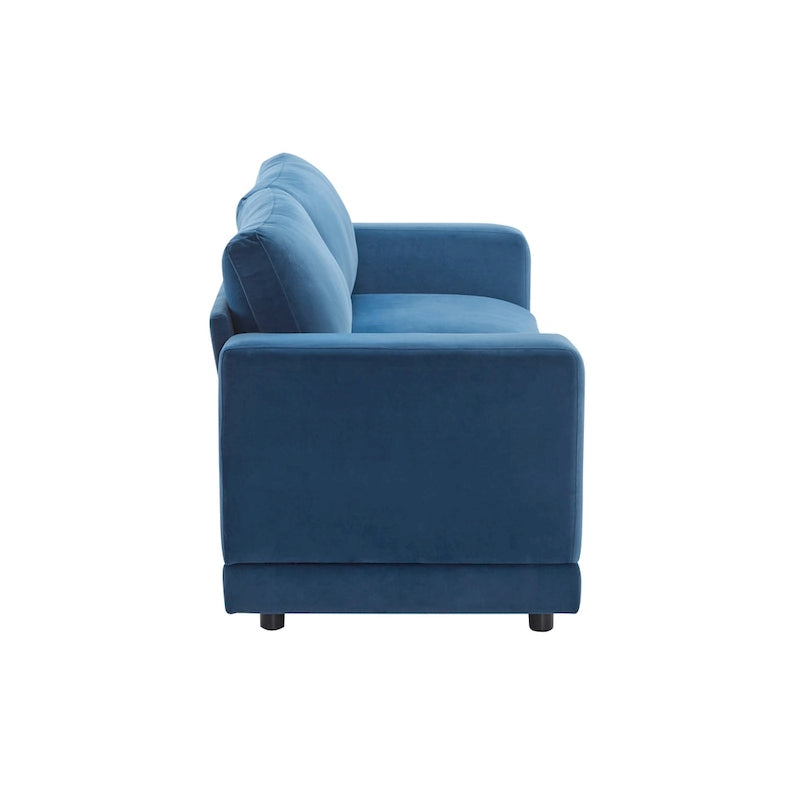 Square Arm Loveseat Sofa, 2-Seater – Light Grey / Beige / Blue