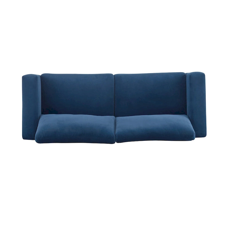 Square Arm Loveseat Sofa, 2-Seater – Light Grey / Beige / Blue