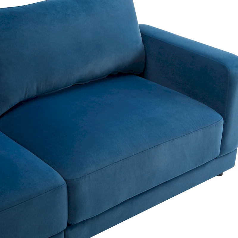 Square Arm Loveseat Sofa, 2-Seater – Light Grey / Beige / Blue