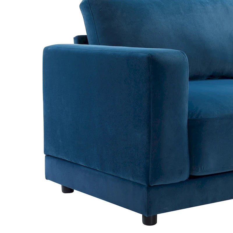 Square Arm Loveseat Sofa, 2-Seater – Light Grey / Beige / Blue