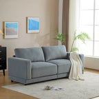Square Arm Loveseat Sofa, 2-Seater – Light Grey / Beige / Blue