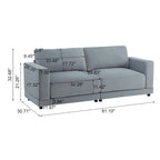 Square Arm Loveseat Sofa, 2-Seater – Light Grey / Beige / Blue
