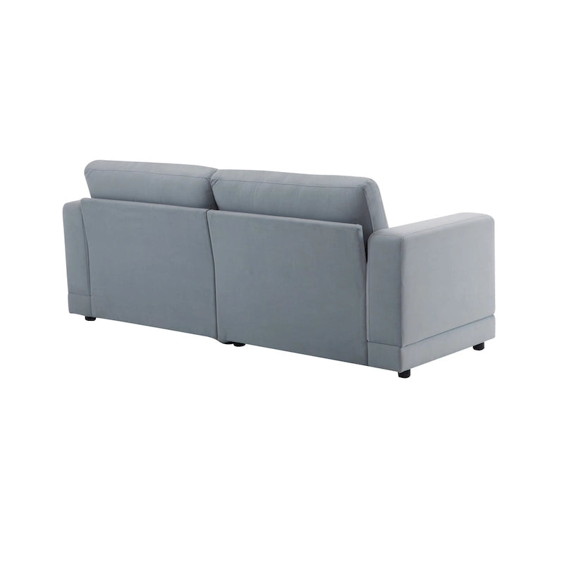 Square Arm Loveseat Sofa, 2-Seater – Light Grey / Beige / Blue