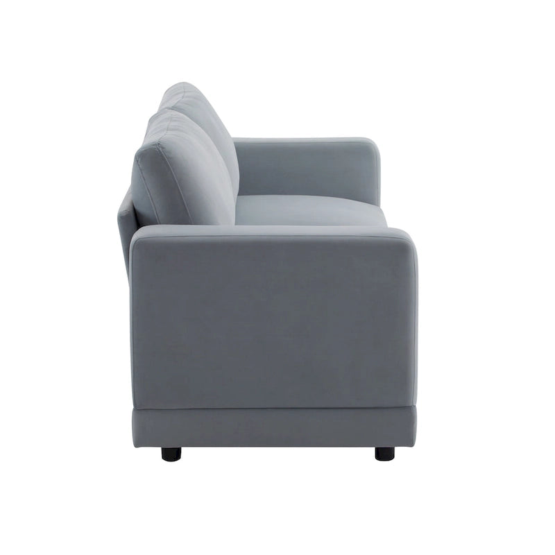 Square Arm Loveseat Sofa, 2-Seater – Light Grey / Beige / Blue