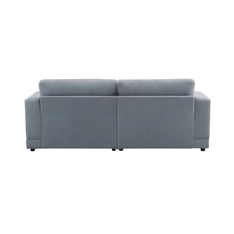 Square Arm Loveseat Sofa, 2-Seater – Light Grey / Beige / Blue