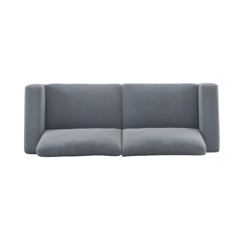 Square Arm Loveseat Sofa, 2-Seater – Light Grey / Beige / Blue