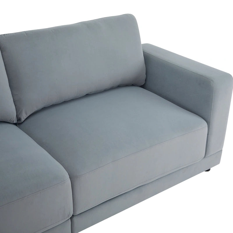Square Arm Loveseat Sofa, 2-Seater – Light Grey / Beige / Blue