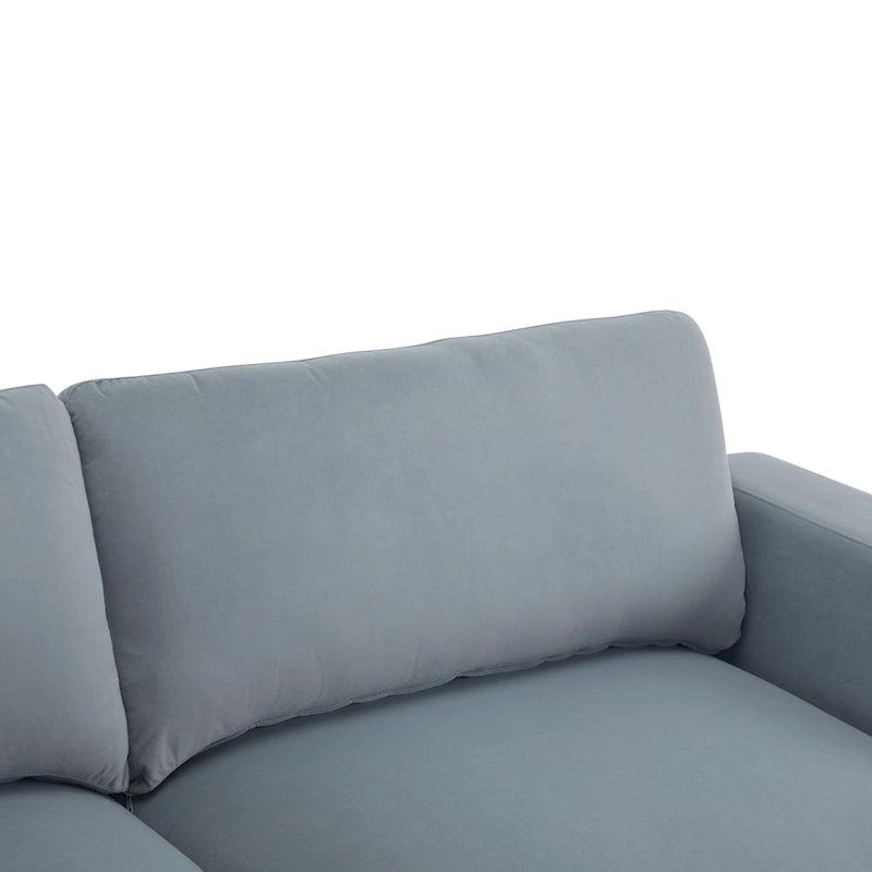 Square Arm Loveseat Sofa, 2-Seater – Light Grey / Beige / Blue