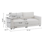 Square Arm Loveseat Sofa, 2-Seater – Light Grey / Beige / Blue