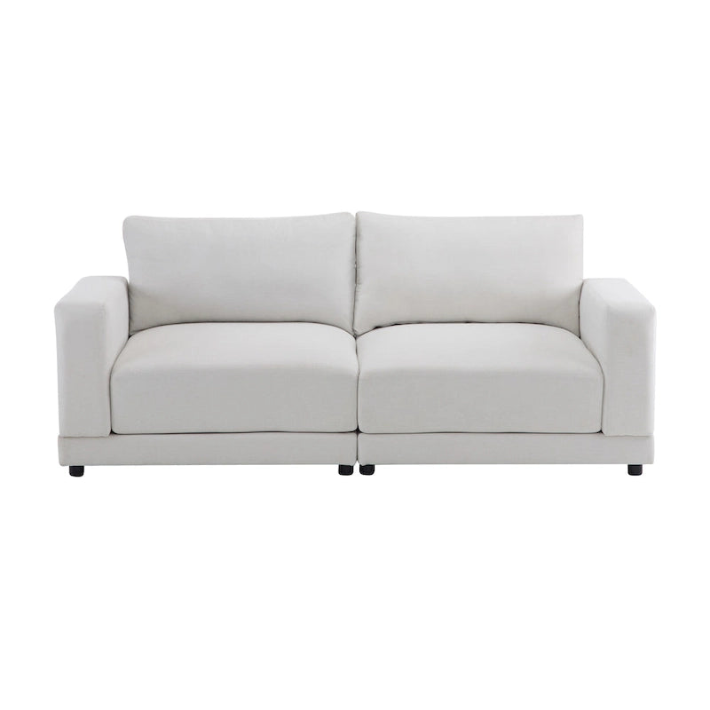 Square Arm Loveseat Sofa, 2-Seater – Light Grey / Beige / Blue