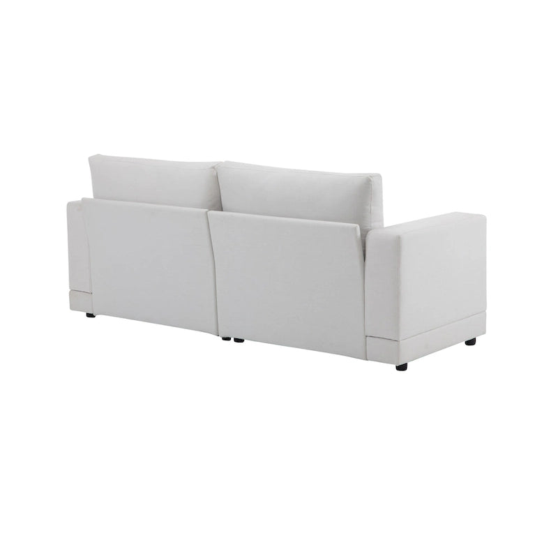Square Arm Loveseat Sofa, 2-Seater – Light Grey / Beige / Blue