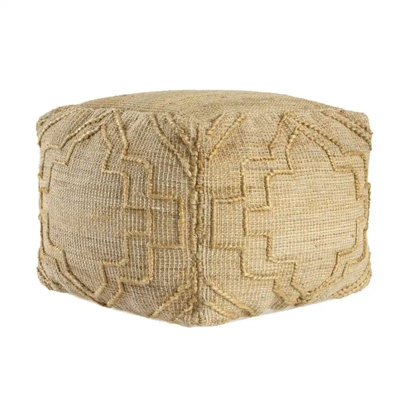 Natural Jute Cube Ottoman, 18" – Single Seat