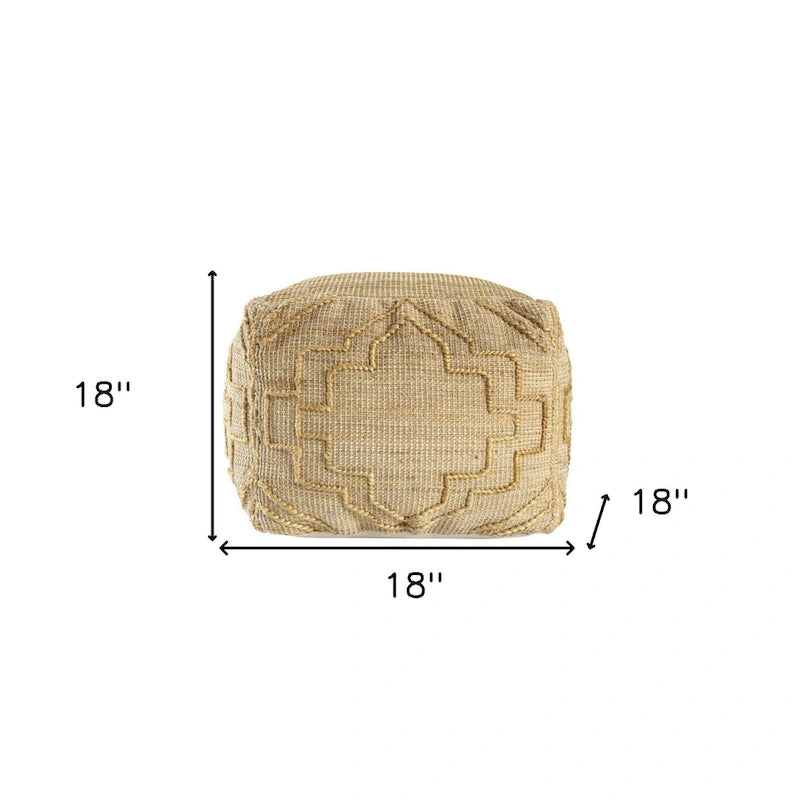 Natural Jute Cube Ottoman, 18" – Single Seat