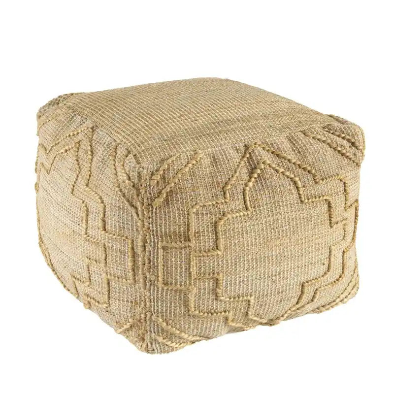 Natural Jute Cube Ottoman, 18" – Single Seat