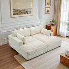 82 W Plush Corduroy Modular Sectional Sofa with Chaise Lounge