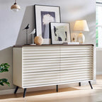 Mid Century Modern 6 Drawers Dresser, Wood Fluted Chest of Drawers