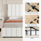 Bed Frame with 4 Storage Drawers and Adjustable Headboard, No Box Spring Needed