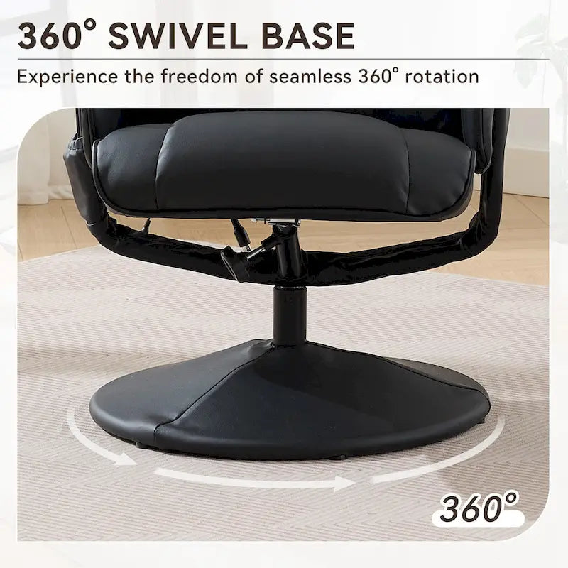 PU Leather 360 Swivel Massage Recliner Chair with Ottoman, Massage and Heated Seat, 140 Adjustable Backrest
