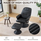PU Leather 360 Swivel Massage Recliner Chair with Ottoman, Massage and Heated Seat, 140 Adjustable Backrest